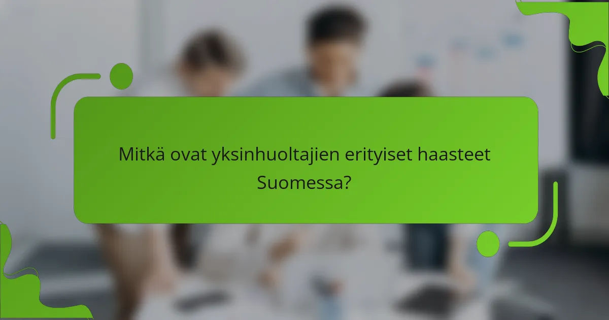 Mitkä ovat yksinhuoltajien erityiset haasteet Suomessa?